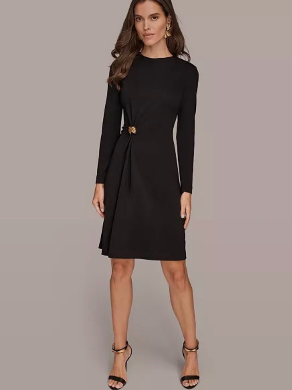 DONNA KARAN NEW YORK Ribbed Knot Hardware Dress, black